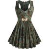 ROSE GAL Plus Size Womens Flowy Summer Racerback Tank Top Flower Elegant Flocking Ruched Butterfly(Green_1)