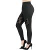 ROSE GAL Plus Size Womens Gothic Punk Skulls Mesh Panel High Waisted Tummy Control Leggings(Black_1)