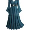 ROSE GAL Plus Size Womens Medieval Renaissance Faire Costume Dress Off Shoulder Bell Sleeves Dress(Blue_1)