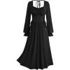 ROSE GAL Plus Size Womens Renaissance Medieval Fairy Square Neck Flowy Cottagecore Corset Peasant Costume Dress(Black_1)