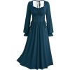 ROSE GAL Plus Size Womens Renaissance Medieval Fairy Square Neck Flowy Cottagecore Corset Peasant Costume Dress(Blue_2)