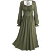 ROSE GAL Plus Size Womens Renaissance Medieval Fairy Square Neck Flowy Cottagecore Corset Peasant Costume Dress(Green_1)