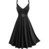 ROSE GAL Plus Size Womens Vintage V Neck Flowy Dress Elegant Sleeveless Backless Dress(Black_1)