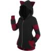 ROSE GAL Rosegal Women Plus Size Cat Ear Ribbed Hooded Blouson Jacket Animal Ear Two Tone Cute Hoodie(Black_1)