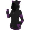 ROSE GAL Rosegal Women Plus Size Cat Ear Ribbed Hooded Blouson Jacket Animal Ear Two Tone Cute Hoodie(Black_2)