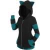 ROSE GAL Rosegal Women Plus Size Cat Ear Ribbed Hooded Blouson Jacket Animal Ear Two Tone Cute Hoodie(Blue_1)