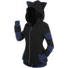 ROSE GAL Rosegal Women Plus Size Cat Ear Ribbed Hooded Blouson Jacket Animal Ear Two Tone Cute Hoodie(Blue_2)