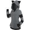 ROSE GAL Rosegal Women Plus Size Cat Ear Ribbed Hooded Blouson Jacket Animal Ear Two Tone Cute Hoodie(Gray_1)