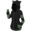 ROSE GAL Rosegal Women Plus Size Cat Ear Ribbed Hooded Blouson Jacket Animal Ear Two Tone Cute Hoodie(Green_1)