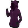 ROSE GAL Rosegal Women Plus Size Cat Ear Ribbed Hooded Blouson Jacket Animal Ear Two Tone Cute Hoodie(Purple_1)