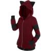 ROSE GAL Rosegal Women Plus Size Cat Ear Ribbed Hooded Blouson Jacket Animal Ear Two Tone Cute Hoodie(Red_1)