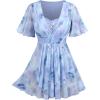ROSE GAL Rosegal Women Plus Size Elegant Surplice Blouse Tunic Peplum Top(Blue_1)