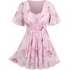 ROSE GAL Rosegal Women Plus Size Elegant Surplice Blouse Tunic Peplum Top(Pink_1)