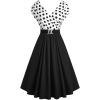 ROSE GAL Women Plus Size 1950s Vintage Retro V Neck Cocktail Swing Crossover Sleeveless Polka Dot Ruched Dress(Black_1)