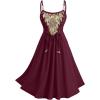 ROSE GAL Women Plus Size Renaissance Floral Lace-up Lace Panel Summer Cami Dress(Red_1)