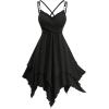 ROSE GAL Women Plus Size Sleeveless Cami Dress Textured Crinkly Layered Handkerchief Hem Midi Swing Dress(Black)