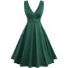 ROSE GAL Women Plus Size Sleeveless Plunging 1950 Vintage Swing Dress Solid Audrey Hepburn Dress(Green_1)