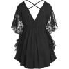 ROSE GAL Women’s Plus Size Flower Lace Butterfly Sleeve T Shirt Curve Flower Lace Summer Casual Tunic(Black-1)