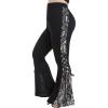 ROSE GAL Womens Plus Size Lace Insert Flare Pants High Waisted Stretchy Long Pants(Black_1)