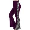 ROSE GAL Womens Plus Size Lace Insert Flare Pants High Waisted Stretchy Long Pants(Purple_1)