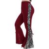 ROSE GAL Womens Plus Size Lace Insert Flare Pants High Waisted Stretchy Long Pants(Red_1)