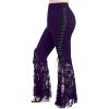 ROSE GAL Womens Plus Size Lace Panel Pull On Flare Pants with Lace-up(Purple_1)