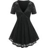 ROSE GAL Women’s Plus Size Lace top Place Panel Front Twist Tee lace-up Steampunk Tunic(Black-2)