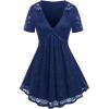 ROSE GAL Women’s Plus Size Lace top Place Panel Front Twist Tee lace-up Steampunk Tunic(Blue)