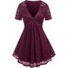 ROSE GAL Women’s Plus Size Lace top Place Panel Front Twist Tee lace-up Steampunk Tunic(Red)
