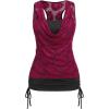 ROSE GAL Women’s Plus Size V Neck Tank Lace Vest Shirt Sleeveless Summer Casual Round Neck SlimTops(Deep Red)