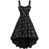 Rosegal Plus Size Retro Sleeveless Dress for Women Rose Print Midi Vintage Tank Dress with Belt(Black)