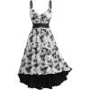 Rosegal Women Plus Size Floral Sundress High Low Midi Sleeveless Cami Flowy Dress(Black)