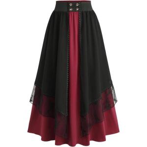 ROSE GAL Plus Size Medieval Renaissance Costume Skirt for Women(Red_1)