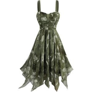 ROSE GAL Plus Size Womems Summer Boho Flowy Sundress Backless Sleeveless Dress(Green_1)