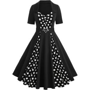 ROSE GAL Plus Size Womens 1950s Retro Vintage Rockabilly Cocktail Party Swing Dresses(Black_1)