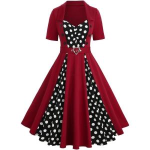 ROSE GAL Plus Size Womens 1950s Retro Vintage Rockabilly Cocktail Party Swing Dresses(Red_1)