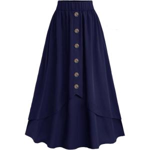 ROSE GAL Plus Size Womens Vintage Renaissance Skirts with Pockets(Blue_1)