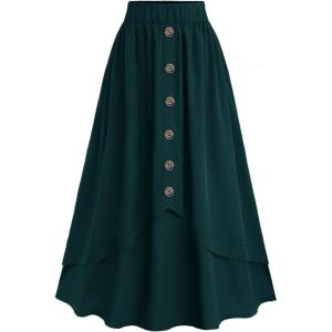 ROSE GAL Plus Size Womens Vintage Renaissance Skirts with Pockets(Green_2)