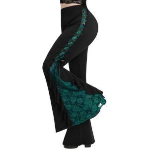 ROSE GAL Rosegal Women Plus Size Bell Bottoms Gothic Flare Pants(Green_1)