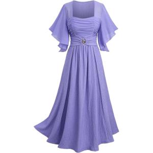 ROSE GAL Rosegal Women Plus Size Renaissance Cottagecore Dress Summer Boho Dress(Purple_1)