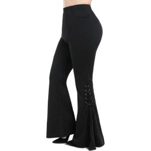 ROSE GAL Womens Plus Size Gothic Lace Up Two Tone Godet Hem Pull On Flare Pants(Black_1)