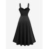 ROSE GAL Plus Size Lace Godet Hem Gothic Dress for Women Ruffled Edge Lace-up Sleeveless Maxi Swing Dress(Black)