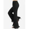 ROSE GAL Plus Size Womems High Waisted Stretchy Lace Panel Flare Pants Y2k Pants(Black_1)