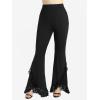 ROSE GAL Plus Size Womems High Waisted Stretchy Lace Panel Flare Pants Y2k Pants(Black_1)