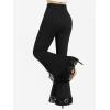 ROSE GAL Plus Size Womems High Waisted Stretchy Lace Panel Flare Pants Y2k Pants(Black_1)