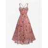 ROSE GAL Plus Size Womens Casual Boho Summer Dress Floral Layered Flounce Backless Spaghetti Strap Dress(Pink_1)