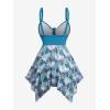 ROSE GAL Plus Size Womens Hawaii Two Piece Swimdress Tummy Control Modest Tankini Swimsuit 2 Piece Bathing Suit(Blue_1)