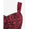 ROSE GAL Women Plus Size Gothic Costume Flocking Floral Lace-up Maxi Sleeveless Tank Dress(Red)
