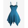 ROSE GAL Women Plus Size Gothic Dress Spaghetti Strap Lace Overlay Midi Layered Handkerchief Hem Corset Dress(Blue)