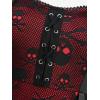 ROSE GAL Women Plus Size Gothic Steampunk Halloween Costume Dress Skull Mesh Lace Up Maxi Sleeveless Dress(Red)